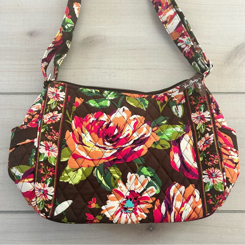 NWOT Vera Bradley Floral English Rose Adjustable Strap Shoulder Handbag - Picture 2 of 7